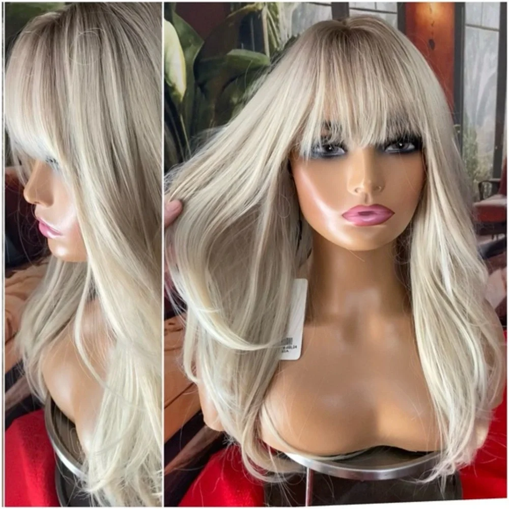 NEW IN Platinum whiteBlonde wig with ashy light roots